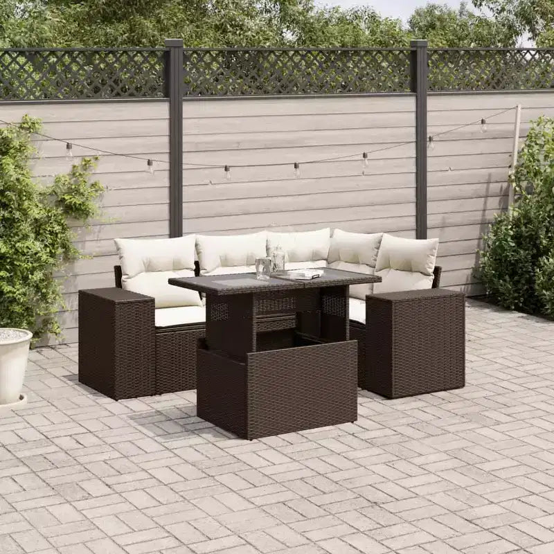vidaXL 5-teiliges Loungeset mit Kissen Polyrattan
