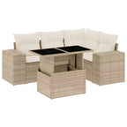 vidaXL 5 Piece Patio Sofa Set with Cushions Poly Rattan