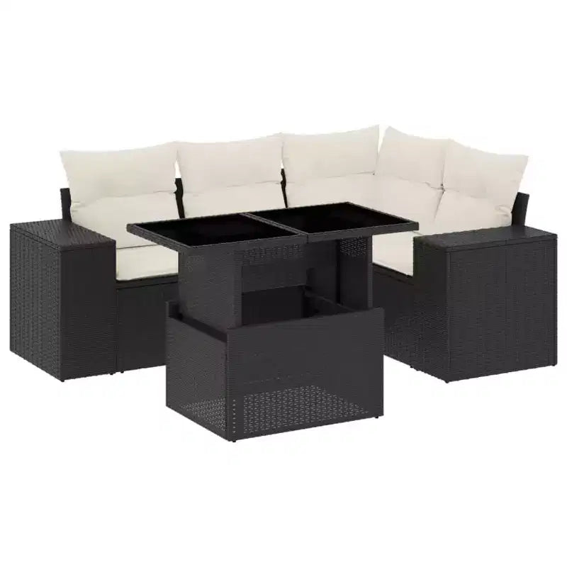 vidaXL 5-teiliges Loungeset mit Kissen Polyrattan