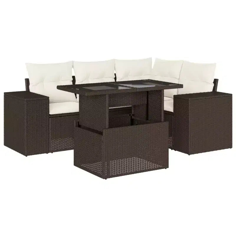 vidaXL 5-teiliges Loungeset mit Kissen Polyrattan