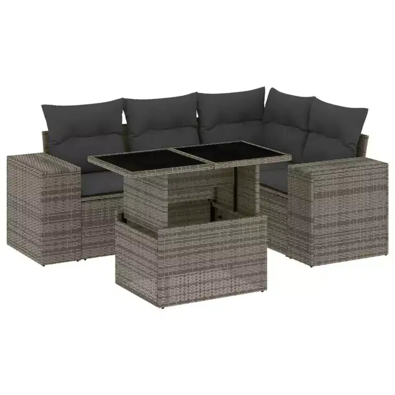 vidaXL 5-teiliges Loungeset mit Kissen Polyrattan