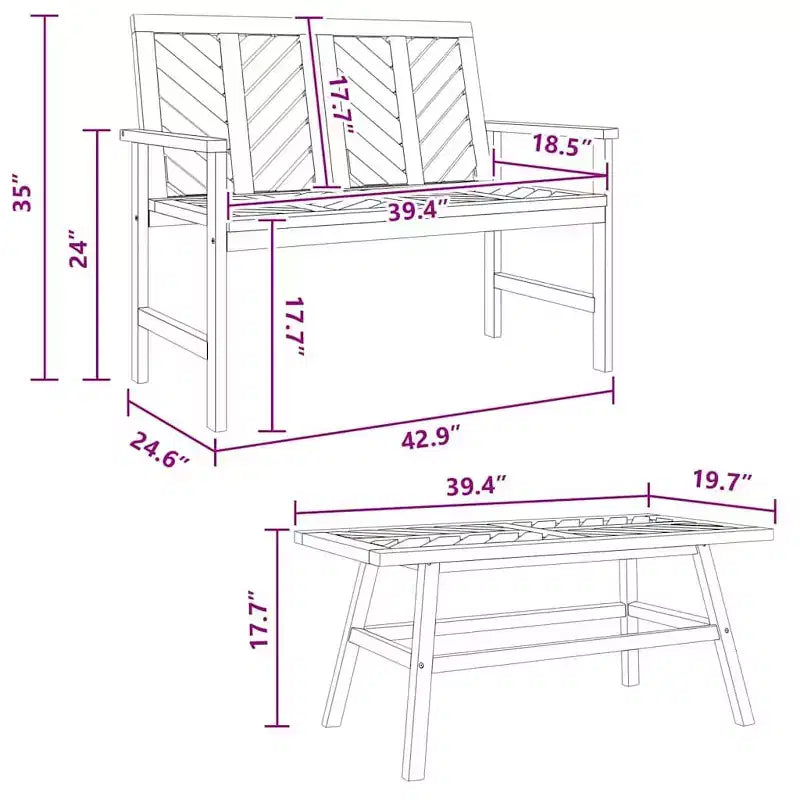 vidaXL Garten Lounge Set 2-teilig Braun Massivholz Akazie