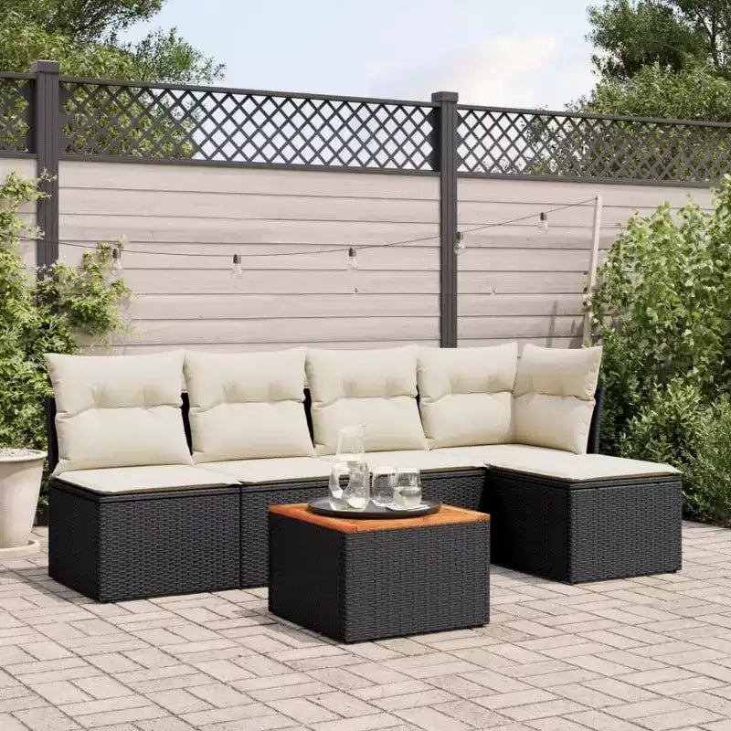 vidaXL Garten-Sofa-Set mit Kissen Gartenmöbel 6-teilig Polyrattan