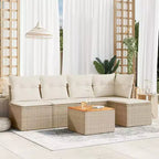 vidaXL Garten-Sofa-Set mit Kissen Gartenmöbel 6-teilig Polyrattan