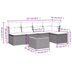 vidaXL Garten-Sofa-Set mit Kissen Gartenmöbel 6-teilig Polyrattan