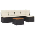 vidaXL Patio Sofa Set with Cushions Outdoor Furniture 6 Piece Poly Rattan