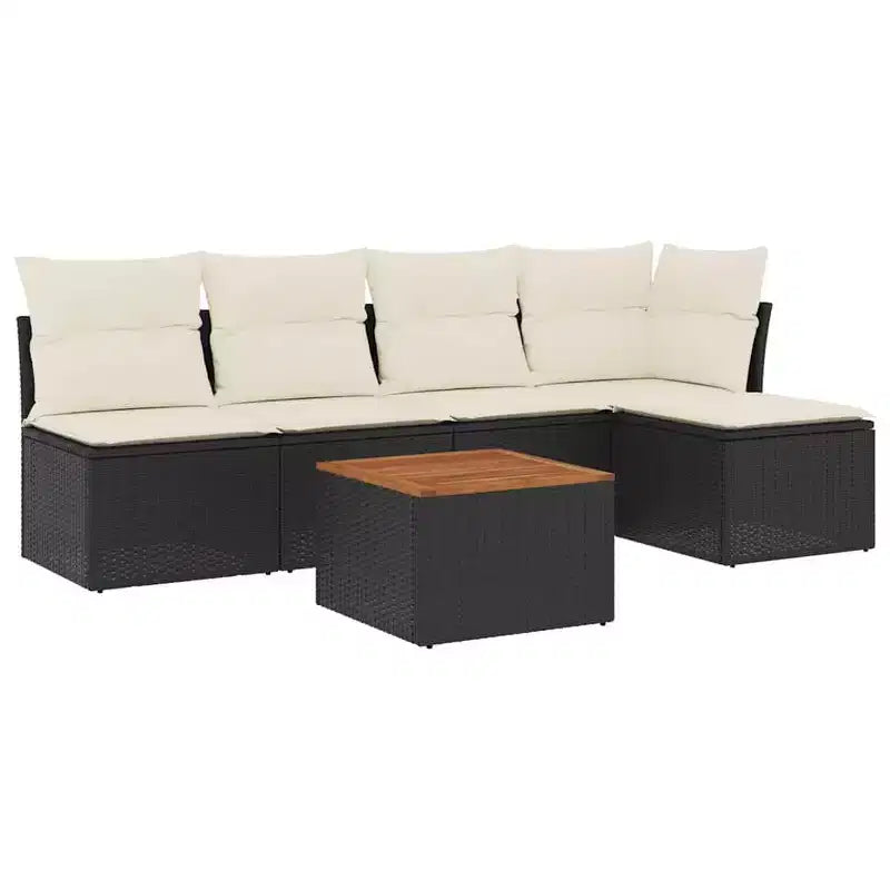 vidaXL Patio Sofa Set with Cushions Outdoor Furniture 6 Piece Poly Rattan