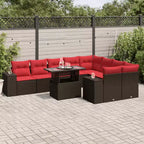 vidaXL 10-teilige Garten-Lounge-Sitzgruppe mit Kissen Polyrattan