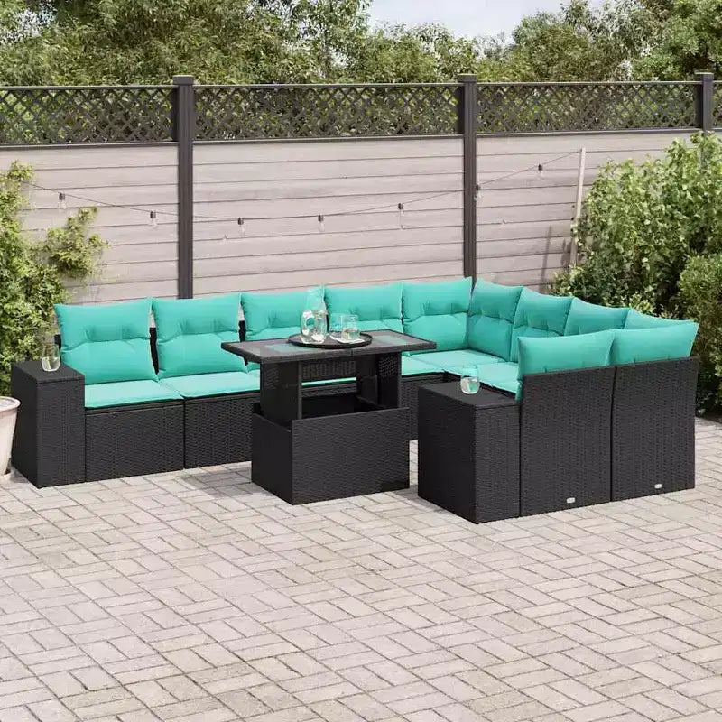 vidaXL 10-teilige Garten-Lounge-Sitzgruppe mit Kissen Polyrattan