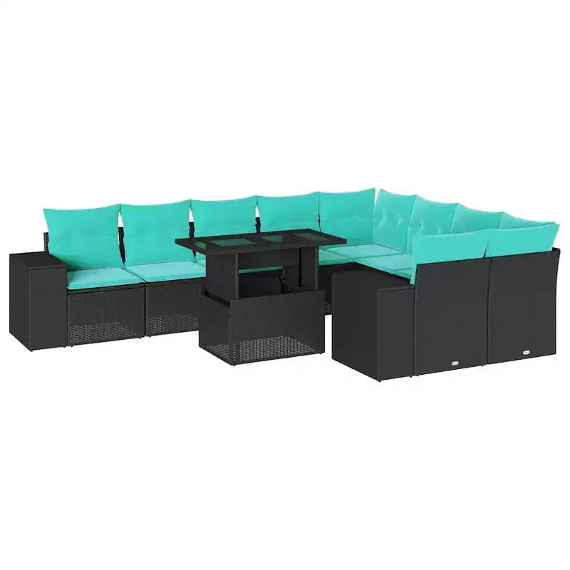 vidaXL 10 Piece Garden Sofa Set with Cushions Poly Rattan