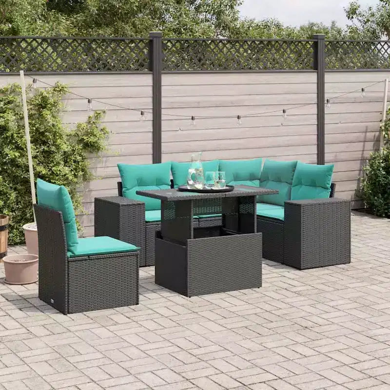 vidaXL 6-teiliges Gartensofa-Set mit Kissen Polyrattan