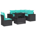 vidaXL 6 Piece Garden Sofa Set with Cushions Poly Rattan