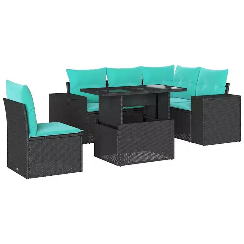 vidaXL 6 Piece Garden Sofa Set with Cushions Poly Rattan