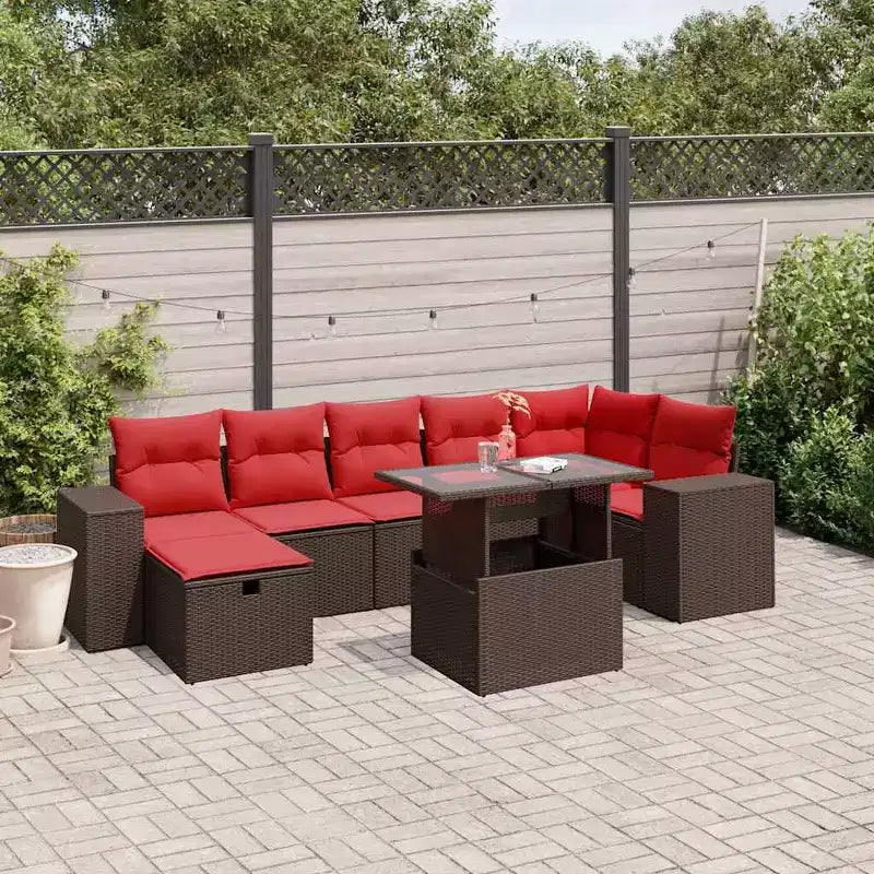 vidaXL 8-teiliges Garten-Sofa-Set mit Kissen Polyrattan
