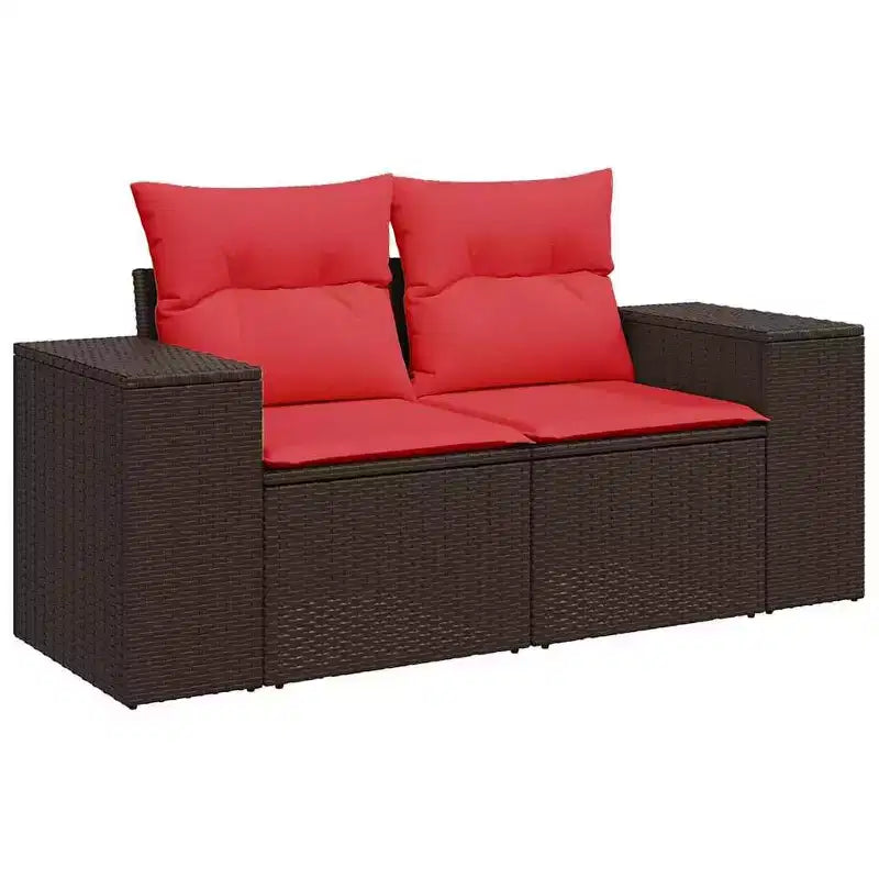 vidaXL 8-teiliges Garten-Sofa-Set mit Kissen Polyrattan
