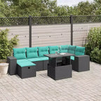 vidaXL 8-teiliges Garten-Sofa-Set mit Kissen Polyrattan