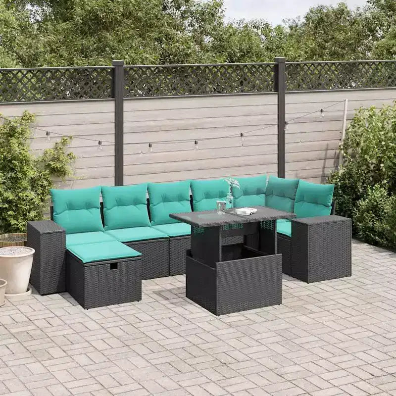 vidaXL 8-teiliges Garten-Sofa-Set mit Kissen Polyrattan