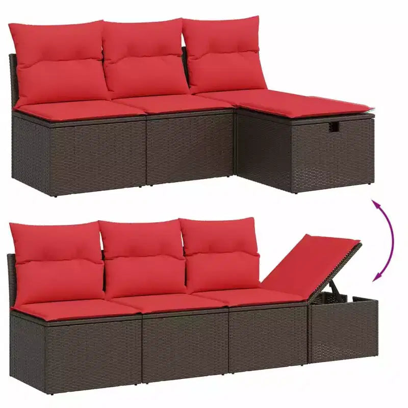 vidaXL 8-teiliges Garten-Sofa-Set mit Kissen Polyrattan