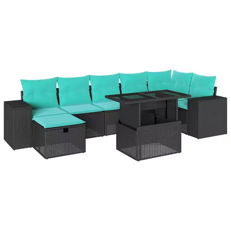 vidaXL 8 Piece Garden Sofa Set with Cushions Poly Rattan