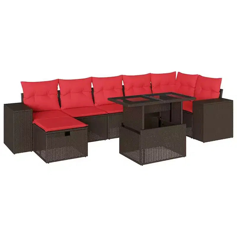 vidaXL 8-teiliges Garten-Sofa-Set mit Kissen Polyrattan