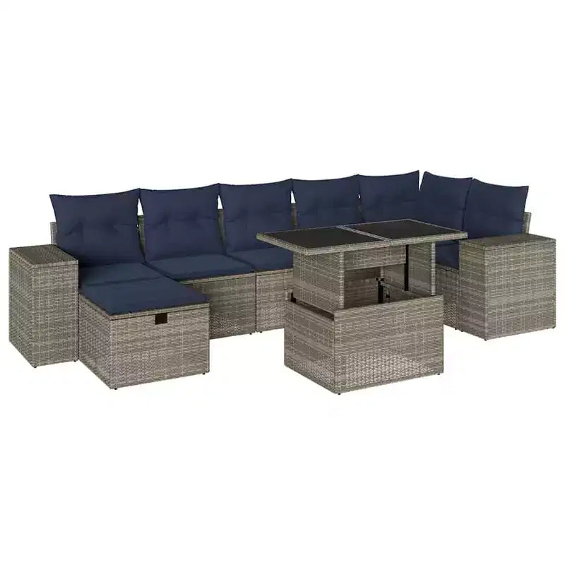 vidaXL 8-teiliges Garten-Sofa-Set mit Kissen Polyrattan
