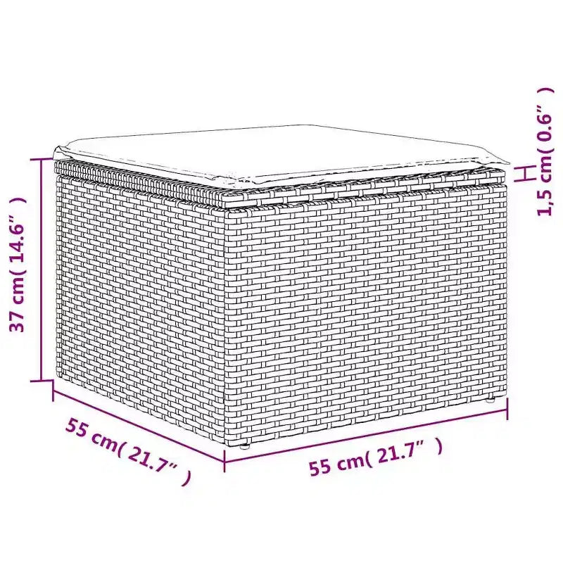 vidaXL Loungesofa-Garnitur mit Kissen, Tisch und Sofas, 9-teilig, Polyrattan