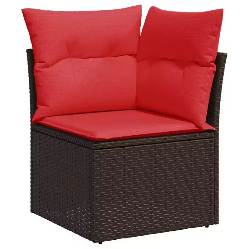 vidaXL Loungesofa-Garnitur mit Kissen, Tisch und Sofas, 9-teilig, Polyrattan