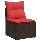 vidaXL Loungesofa-Garnitur mit Kissen, Tisch und Sofas, 9-teilig, Polyrattan