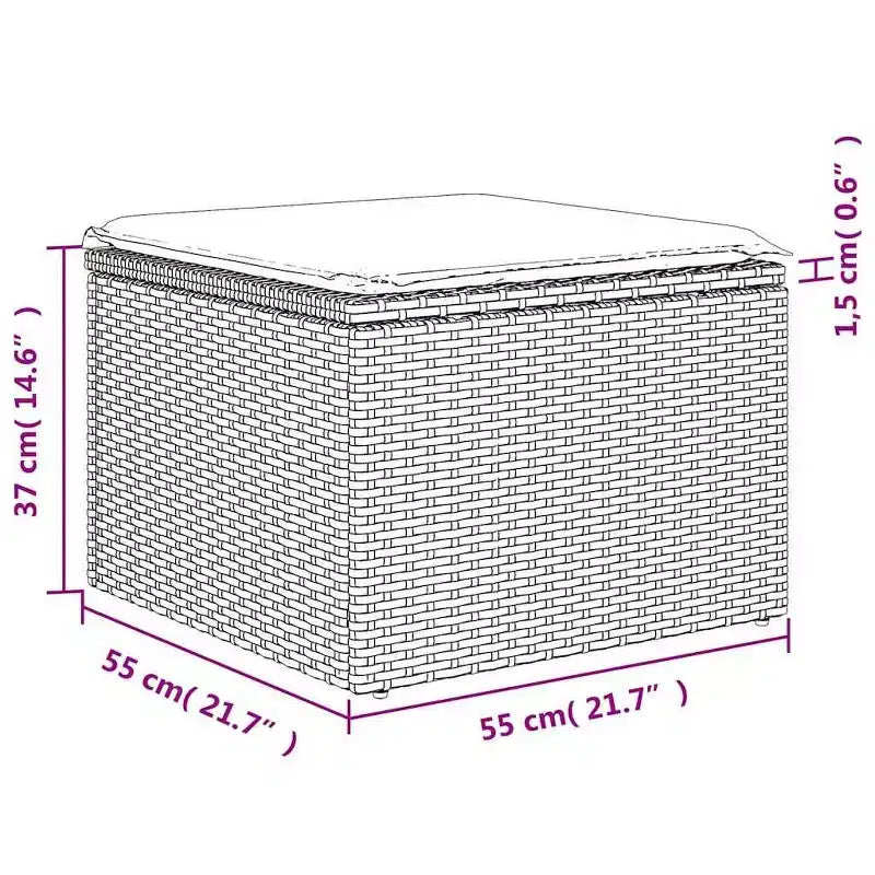 vidaXL Loungesofa-Garnitur mit Kissen, Tisch und Sofas, 9-teilig, Polyrattan