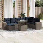 vidaXL Loungesofa-Garnitur mit Kissen, Tisch und Sofas, 9-teilig, Polyrattan