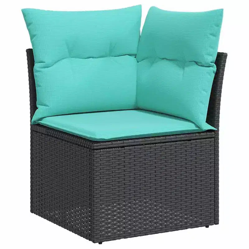 vidaXL Loungesofa-Garnitur mit Kissen, Tisch und Sofas, 9-teilig, Polyrattan