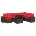 vidaXL Patio Sofa Set with Cushions Table and Couches 9 Piece Poly Rattan