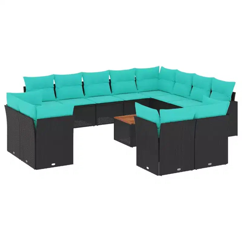 vidaXL 13 Piece Patio Sofa Set with Cushions Poly Rattan
