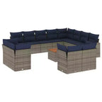 vidaXL 13-teiliges Gartensofa-Set mit Kissen Polyrattan