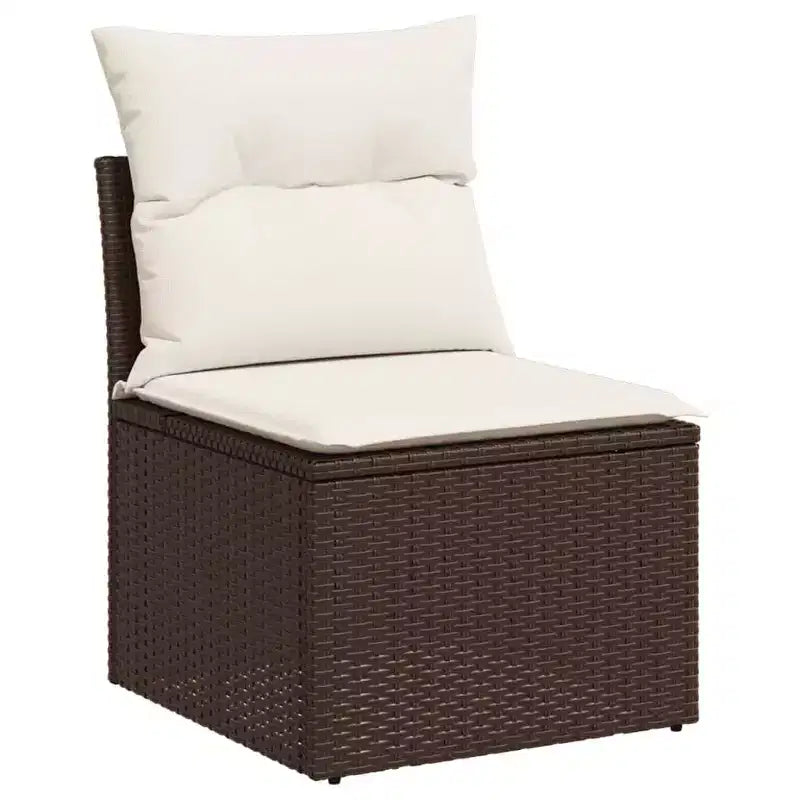 vidaXL 7-teiliges Garten-Sofa-Set mit Kissen, Poly-Rattan-Gartensitzgruppe, modular, verstellbarer Tisch