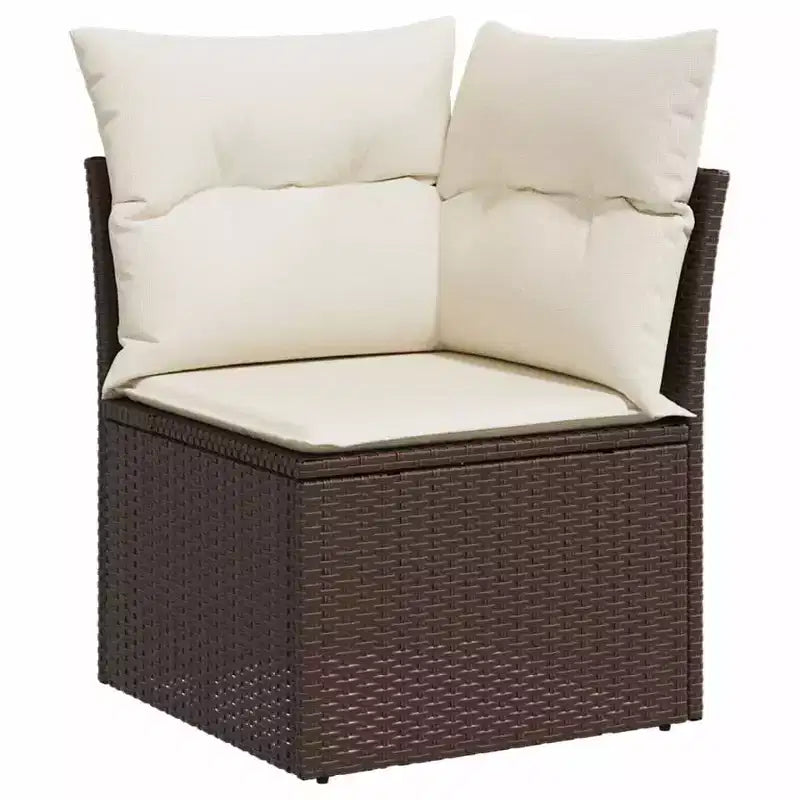 vidaXL 7-teiliges Garten-Sofa-Set mit Kissen, Poly-Rattan-Gartensitzgruppe, modular, verstellbarer Tisch