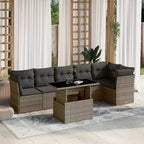 vidaXL 7-teiliges Garten-Sofa-Set mit Kissen, Poly-Rattan-Gartensitzgruppe, modular, verstellbarer Tisch