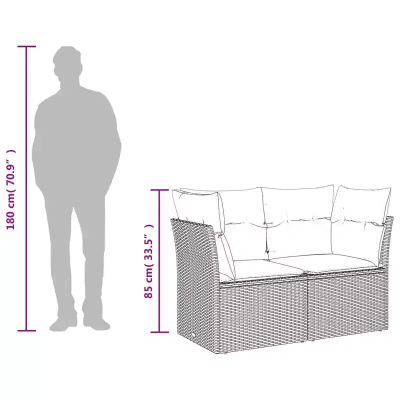 vidaXL 7-teiliges Garten-Sofa-Set mit Kissen, Poly-Rattan-Gartensitzgruppe, modular, verstellbarer Tisch