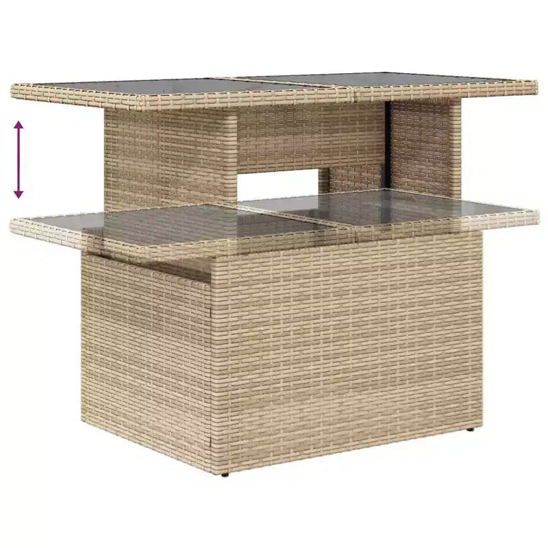 vidaXL 7-teiliges Garten-Sofa-Set mit Kissen, Poly-Rattan-Gartensitzgruppe, modular, verstellbarer Tisch