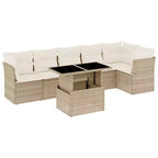 vidaXL 7 Piece Patio Sofa Set with Cushions, Poly Rattan Outdoor Sectional, Modular, Adjustable Table