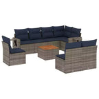 vidaXL 9-teiliges Garten-Sofa-Set mit Kissen Schwarz Polyrattan