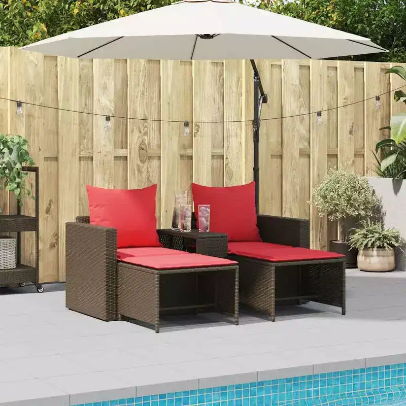 vidaXL 5-teiliges Loungeset mit Kissen, stapelbar, grau, Polyrattan
