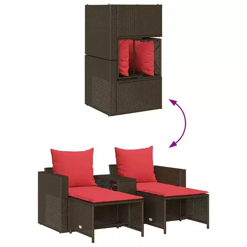 vidaXL 5-teiliges Loungeset mit Kissen, stapelbar, grau, Polyrattan