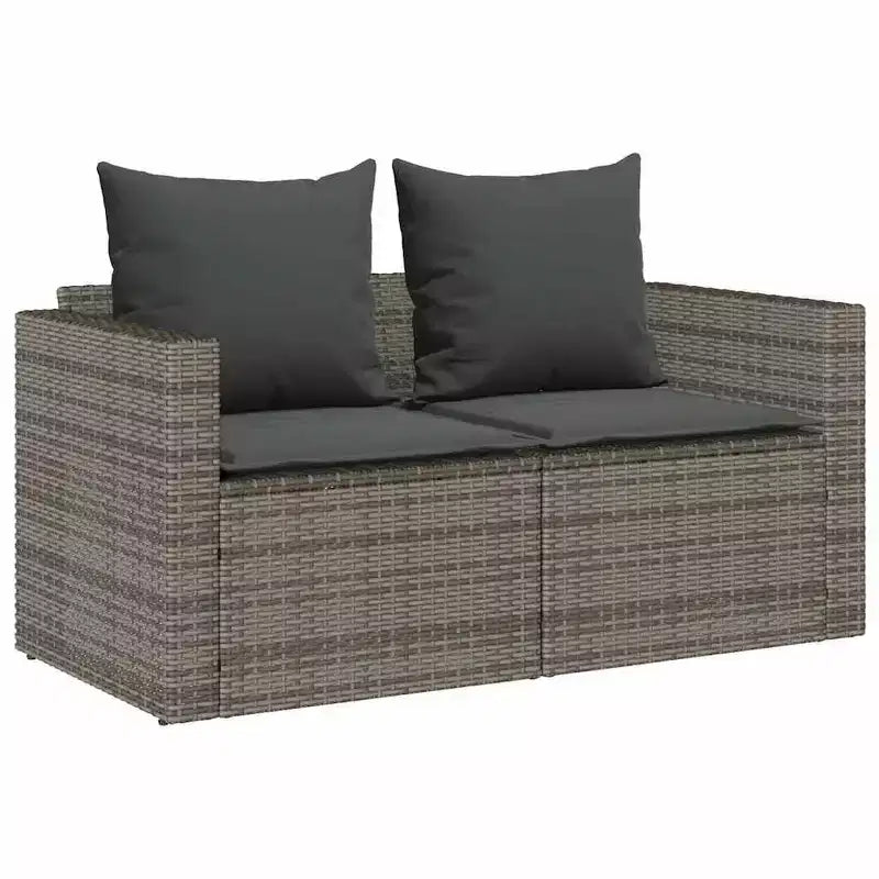 vidaXL 5-teiliges Loungeset mit Kissen, stapelbar, grau, Polyrattan