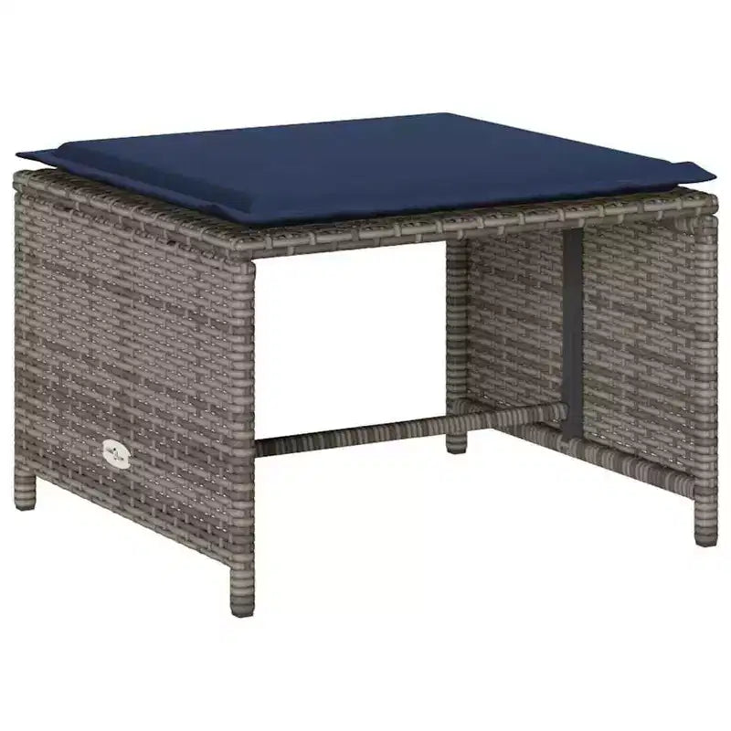 vidaXL 5-teiliges Loungeset mit Kissen, stapelbar, grau, Polyrattan