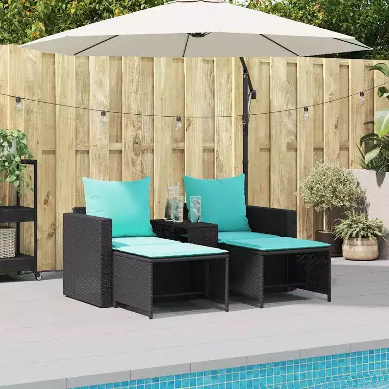 vidaXL 5-teiliges Loungeset mit Kissen, stapelbar, grau, Polyrattan