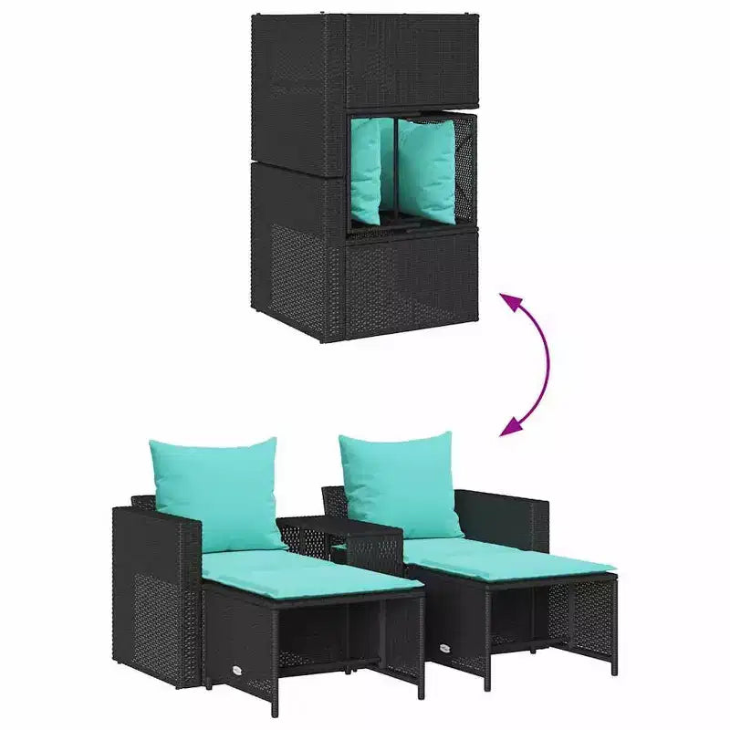 vidaXL 5-teiliges Loungeset mit Kissen, stapelbar, grau, Polyrattan