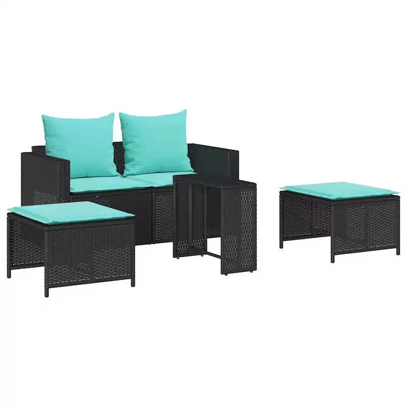 vidaXL 5-teiliges Loungeset mit Kissen, stapelbar, grau, Polyrattan