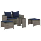 vidaXL 5 Piece Patio Sofa Set with Cushions Stackable Gray Poly Rattan