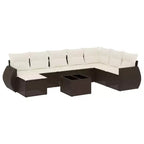 vidaXL 9 Piece Patio Sofa Set with Cushions Gray Poly Rattan
